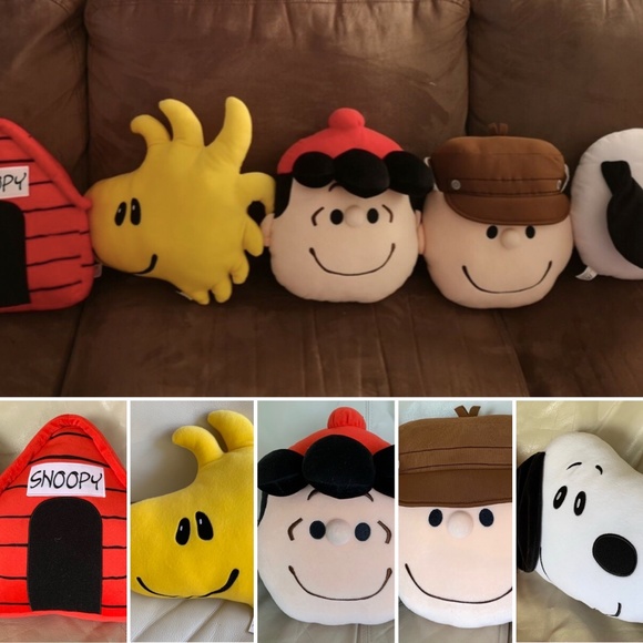 NEW Lot of 5 Snoopy Complete Set McDonald 2015 Plush Cushion Pillow Rare Limited - Picture 3 of 15